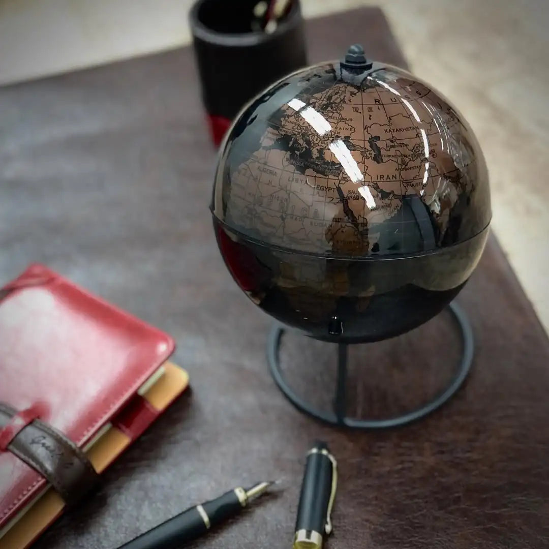 Chic Black & Brown Desktop Globe by Greeful