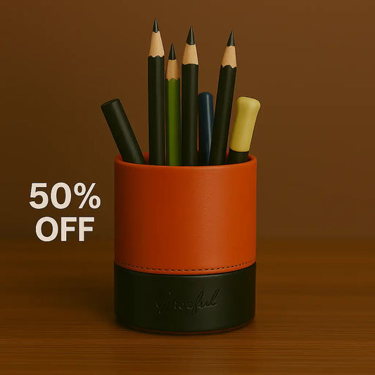 Greeful Double Face PU leather Pen Holder