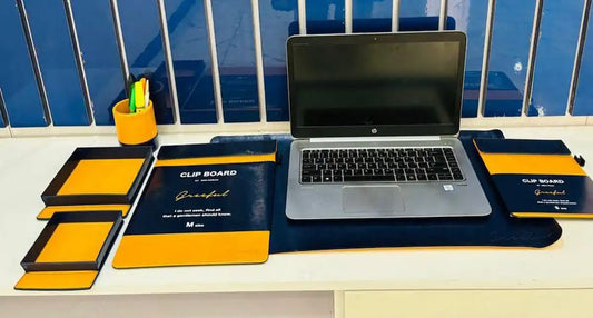 Premium 6-Pc PU Leather Desk Organizer Set | Reversible & Stylish