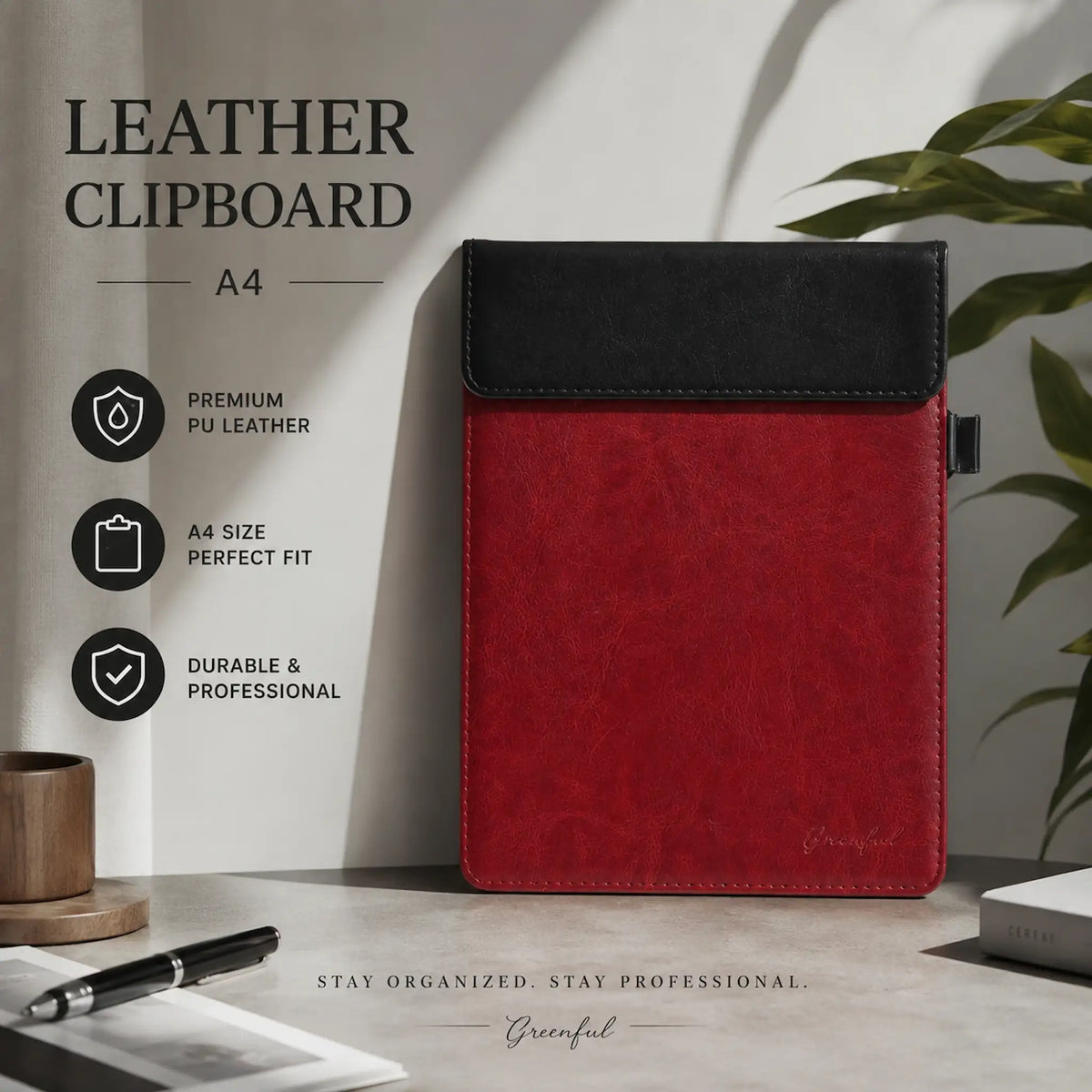 Greeful A5 Magnetic Clipboard | Stylish PU Leather Organizer