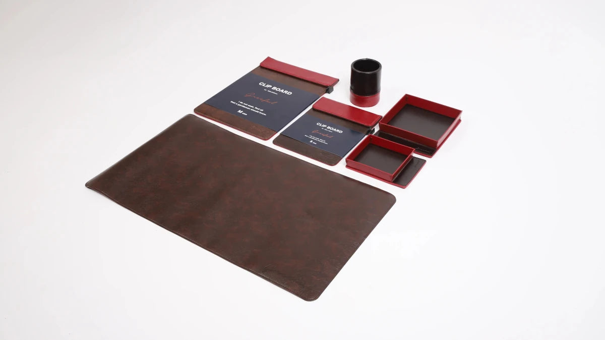 6-Piece PU Leather Desk Organizer Set with Free Bonus Gifts - Greeful