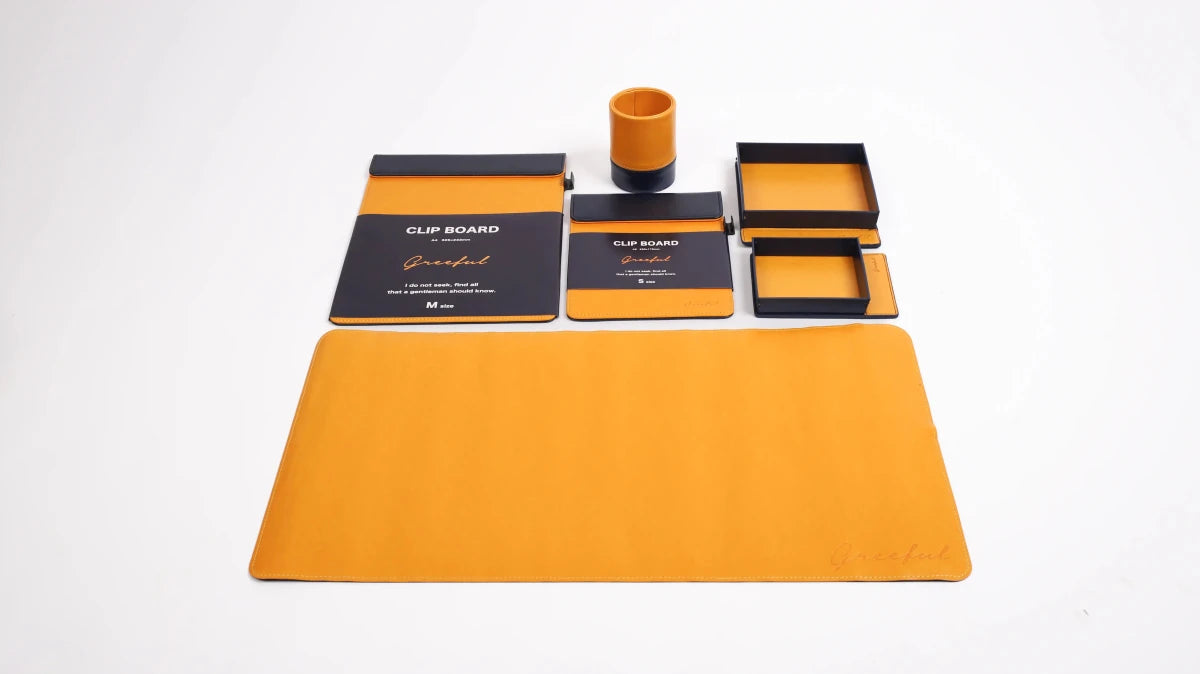 6-Piece PU Leather Desk Organizer Set with Free Bonus Gifts - Greeful