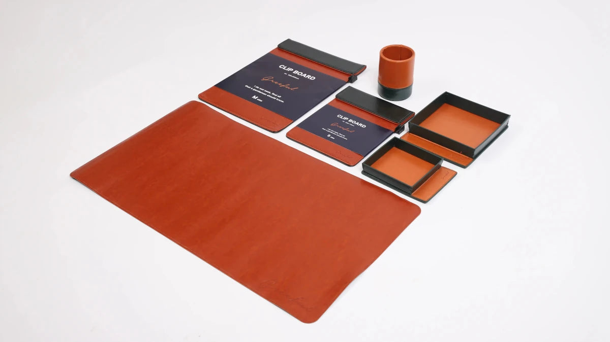 6-Piece PU Leather Desk Organizer Set with Free Bonus Gifts - Greeful