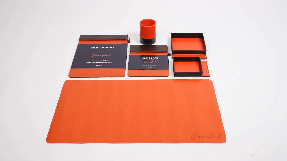 6-Piece PU Leather Desk Organizer Set with Free Bonus Gifts - Greeful