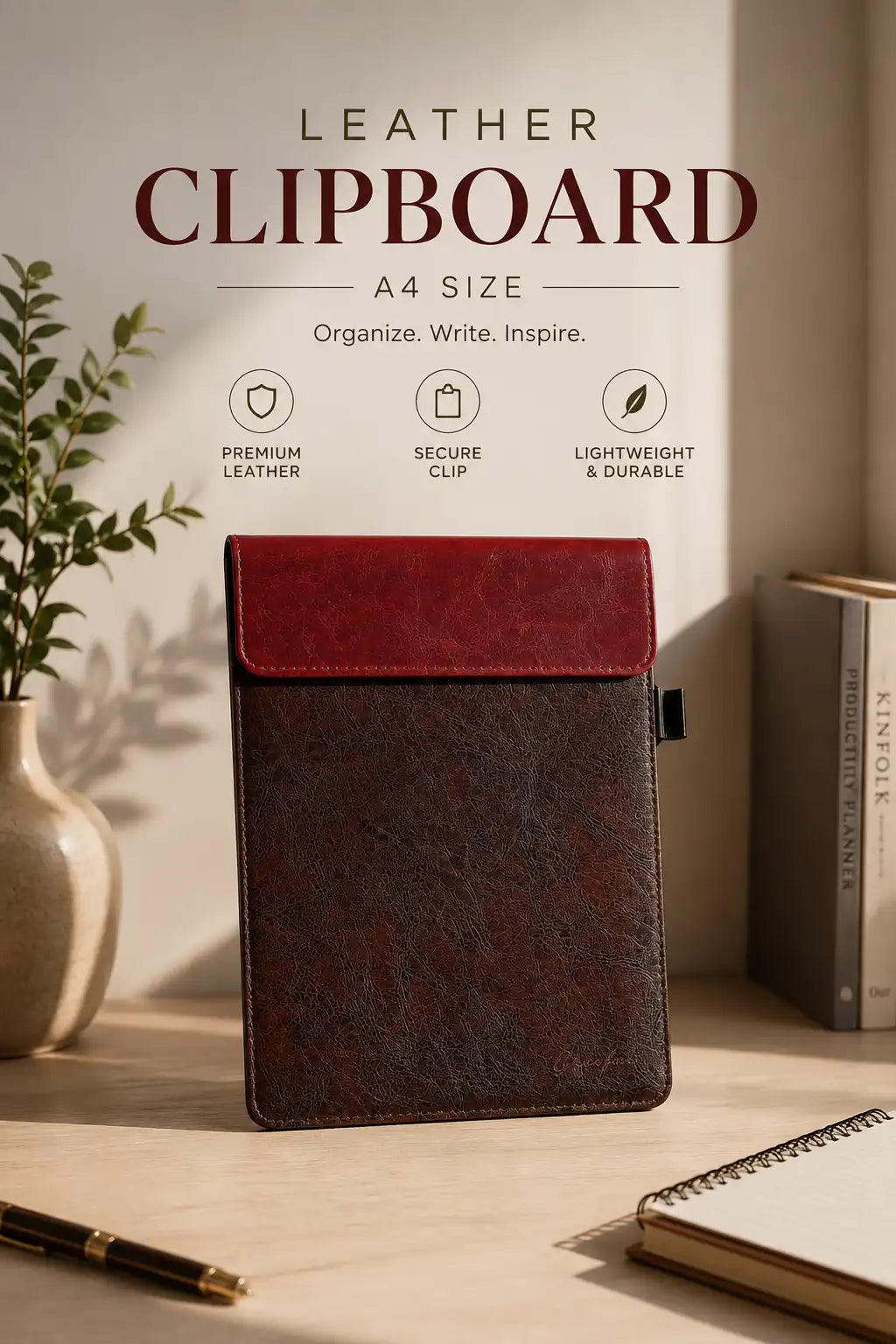 Greeful A5 Magnetic Clipboard | Stylish PU Leather Organizer