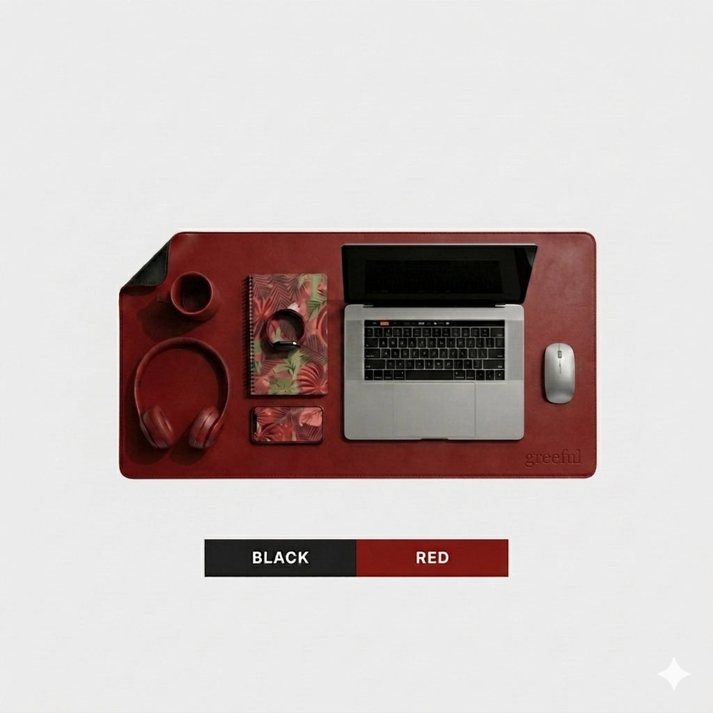 Greeful Reversible PU Leather Desk Mat | Waterproof Desk Pad