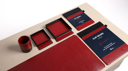 Premium 6-Pc PU Leather Desk Organizer Set with Free Gifts