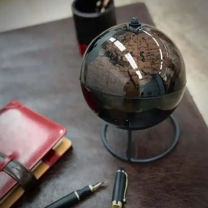 Greeful Chic Black & Brown Desktop Globe | Elegant Office Deco - Greeful