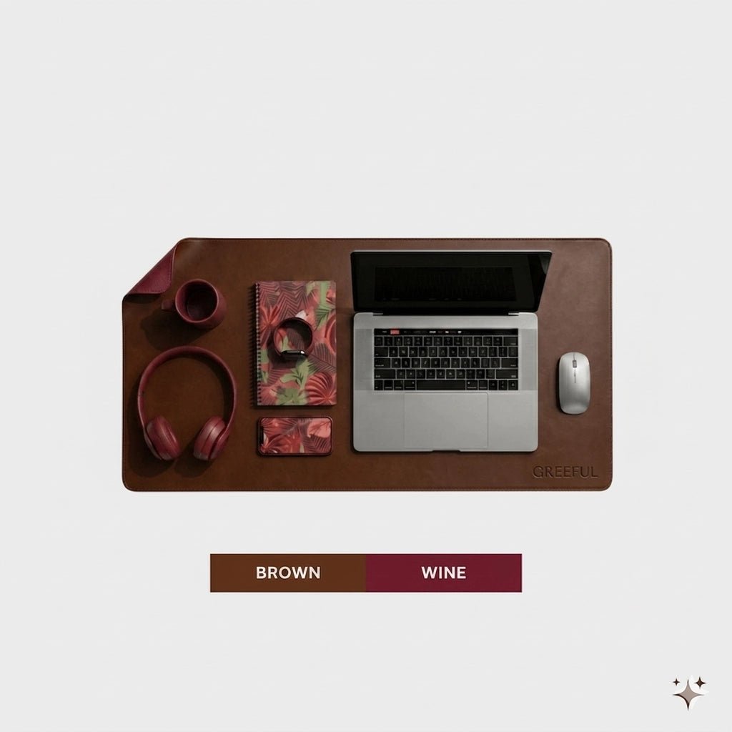 Greeful Reversible PU Leather Desk Mat | Waterproof Desk Pad - Greeful