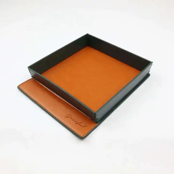 Premium PU Leather Valet Tray – Modern Desk & Office Organizer - Greeful